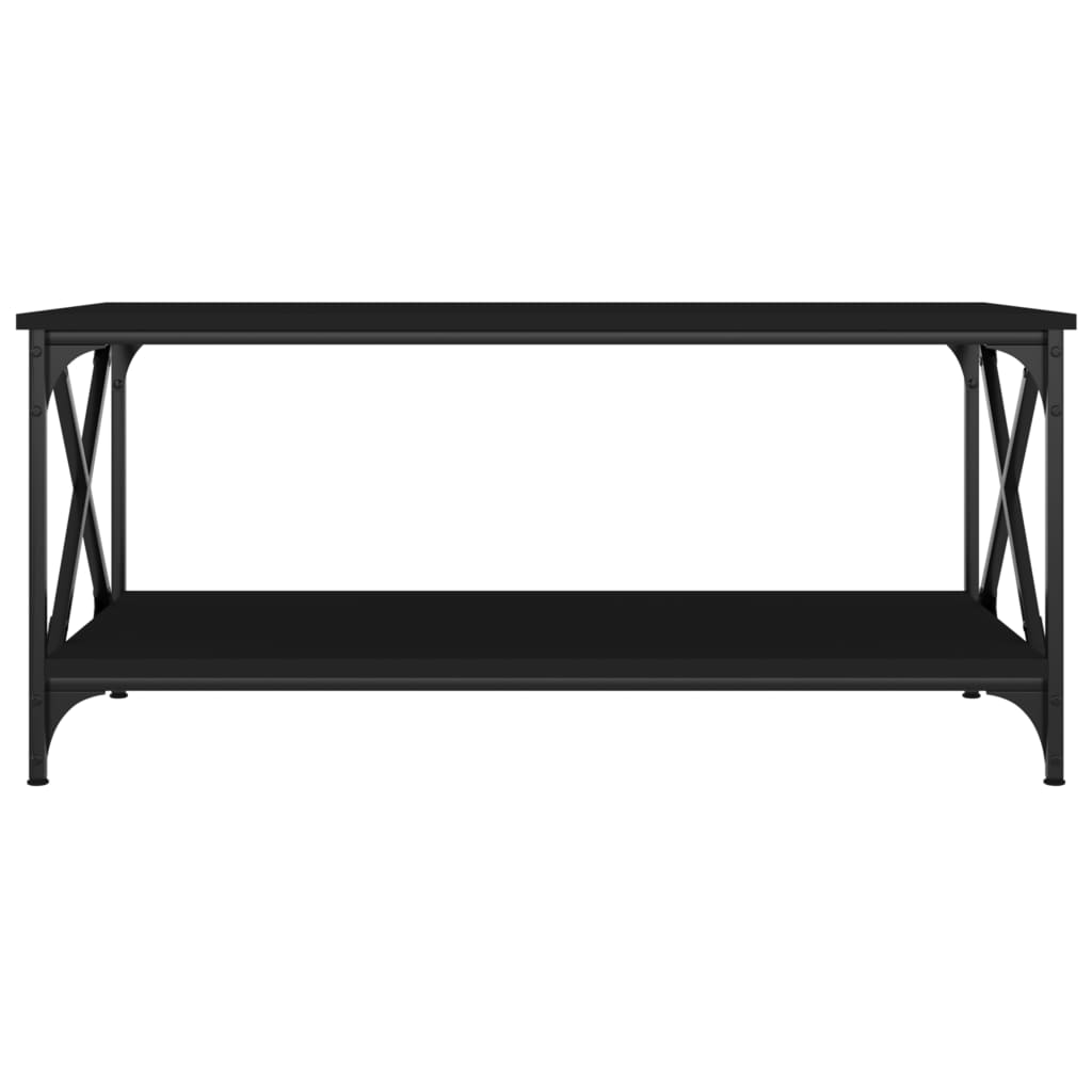 Tavolino da Salotto Nero 100x50x45 cm Legno Multistrato e Ferro