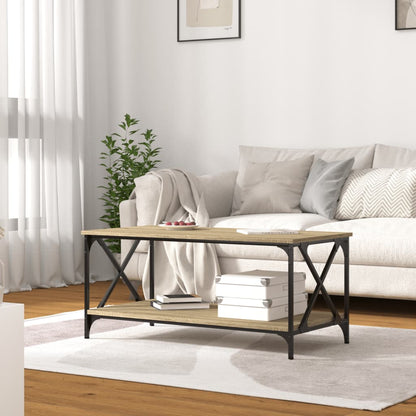 Tavolino Rovere Sonoma 100x50x45 cm Legno Multistrato e Ferro