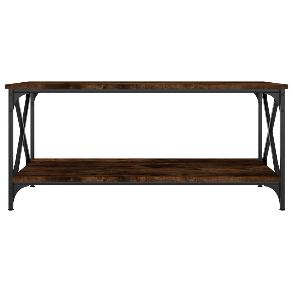 Tavolino Rovere Fumo 100x50x45 cm in Legno Multistrato e Ferro