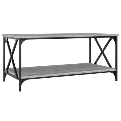 Tavolino Grigio Sonoma 100x50x45cm in Legno Multistrato e Ferro