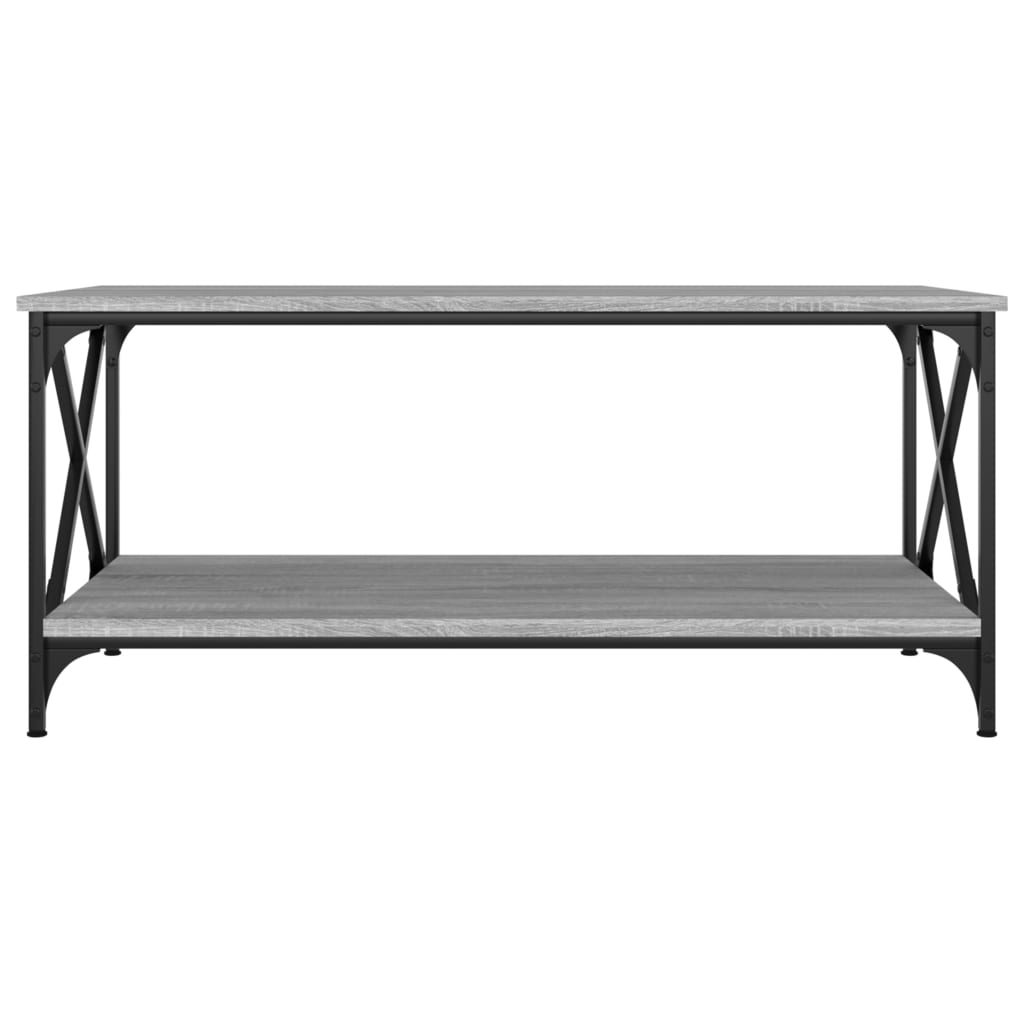 Tavolino Grigio Sonoma 100x50x45cm in Legno Multistrato e Ferro
