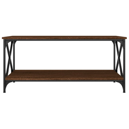 Tavolino Rovere Marrone 100x50x45 cm Legno Multistrato e Ferro