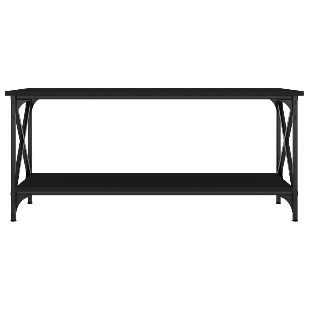 Tavolino da Salotto Nero 100x45x45 cm Legno Multistrato e Ferro