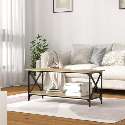 Tavolino Rovere Sonoma 100x45x45 cm Legno Multistrato e Ferro