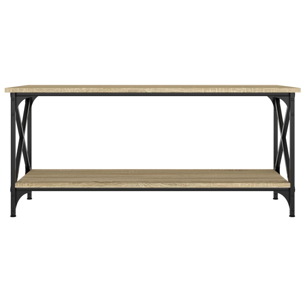 Tavolino Rovere Sonoma 100x45x45 cm Legno Multistrato e Ferro