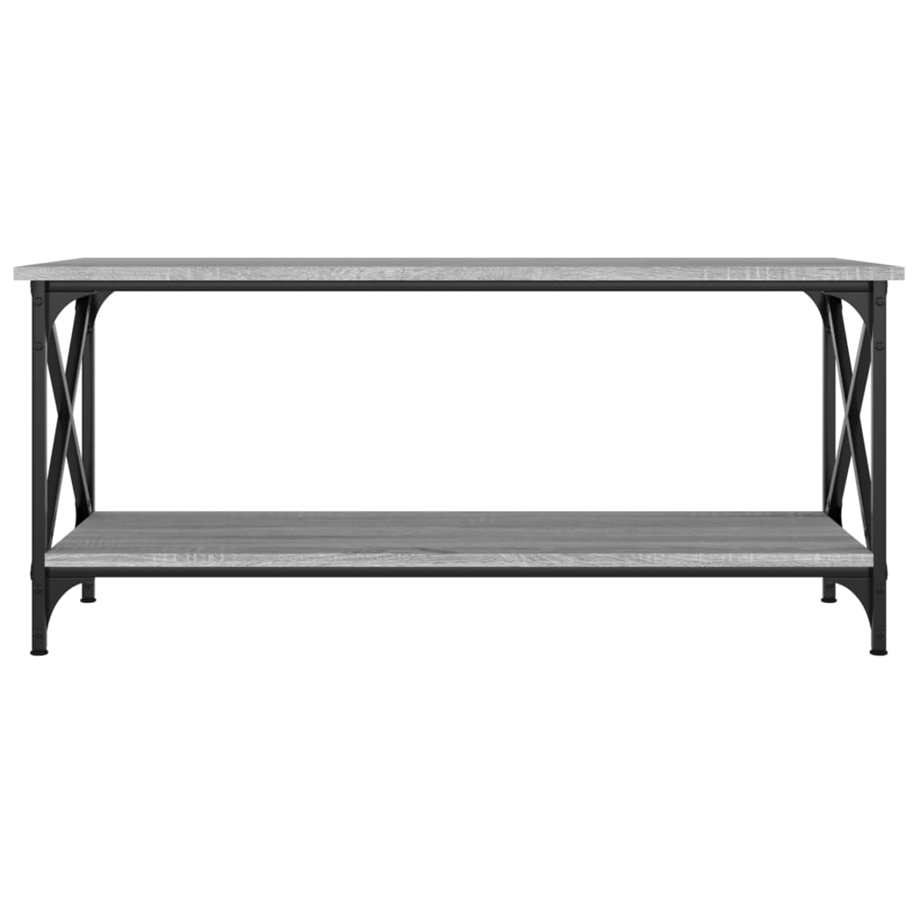 Tavolino Grigio Sonoma 100x45x45cm in Legno Multistrato e Ferro