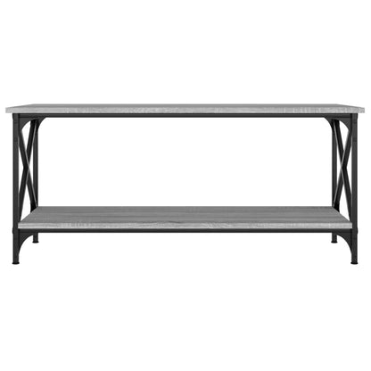 Tavolino Grigio Sonoma 100x45x45cm in Legno Multistrato e Ferro