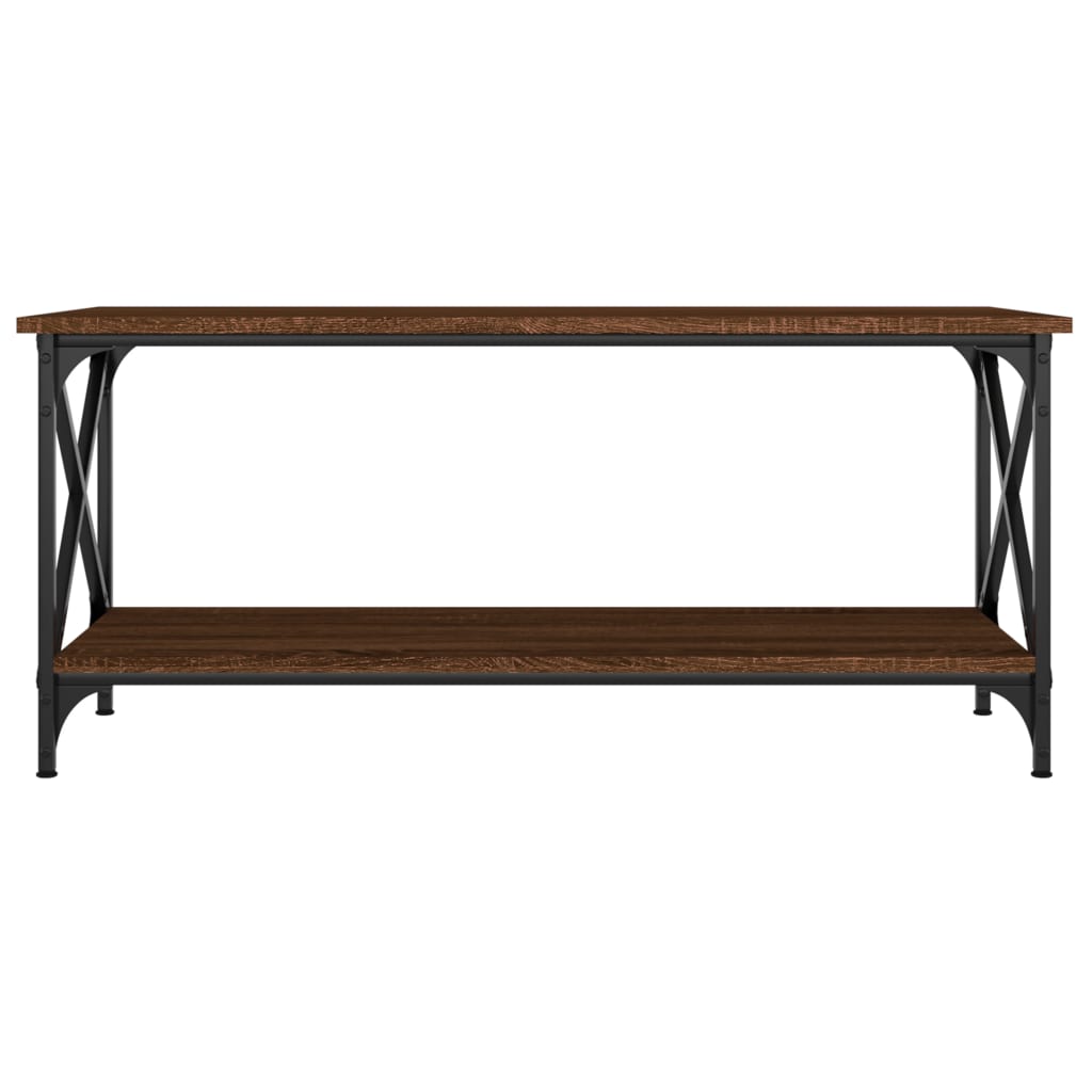 Tavolino Rovere Marrone 100x45x45 cm Legno Multistrato e Ferro