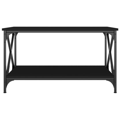Tavolino da Salotto Nero 80x50x45 cm Legno Multistrato e Ferro