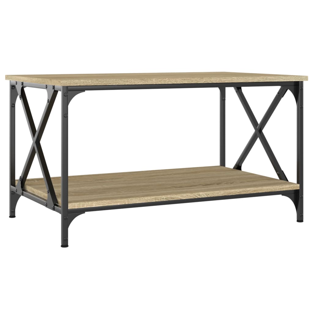 Tavolino Rovere Sonoma 80x50x45 cm Legno Multistrato e Ferro