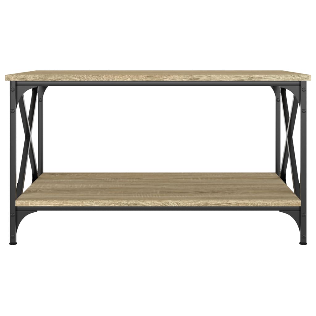 Tavolino Rovere Sonoma 80x50x45 cm Legno Multistrato e Ferro