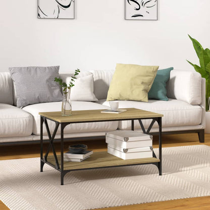 Tavolino Rovere Sonoma 80x50x45 cm Legno Multistrato e Ferro