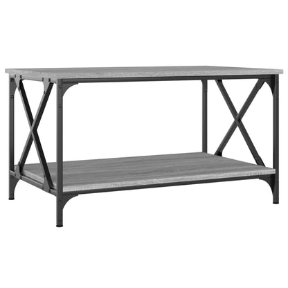 Tavolino Grigio Sonoma 80x50x45 cm in Legno Multistrato e Ferro