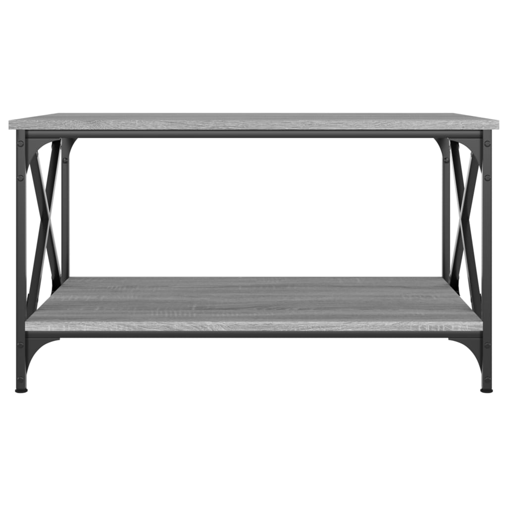 Tavolino Grigio Sonoma 80x50x45 cm in Legno Multistrato e Ferro