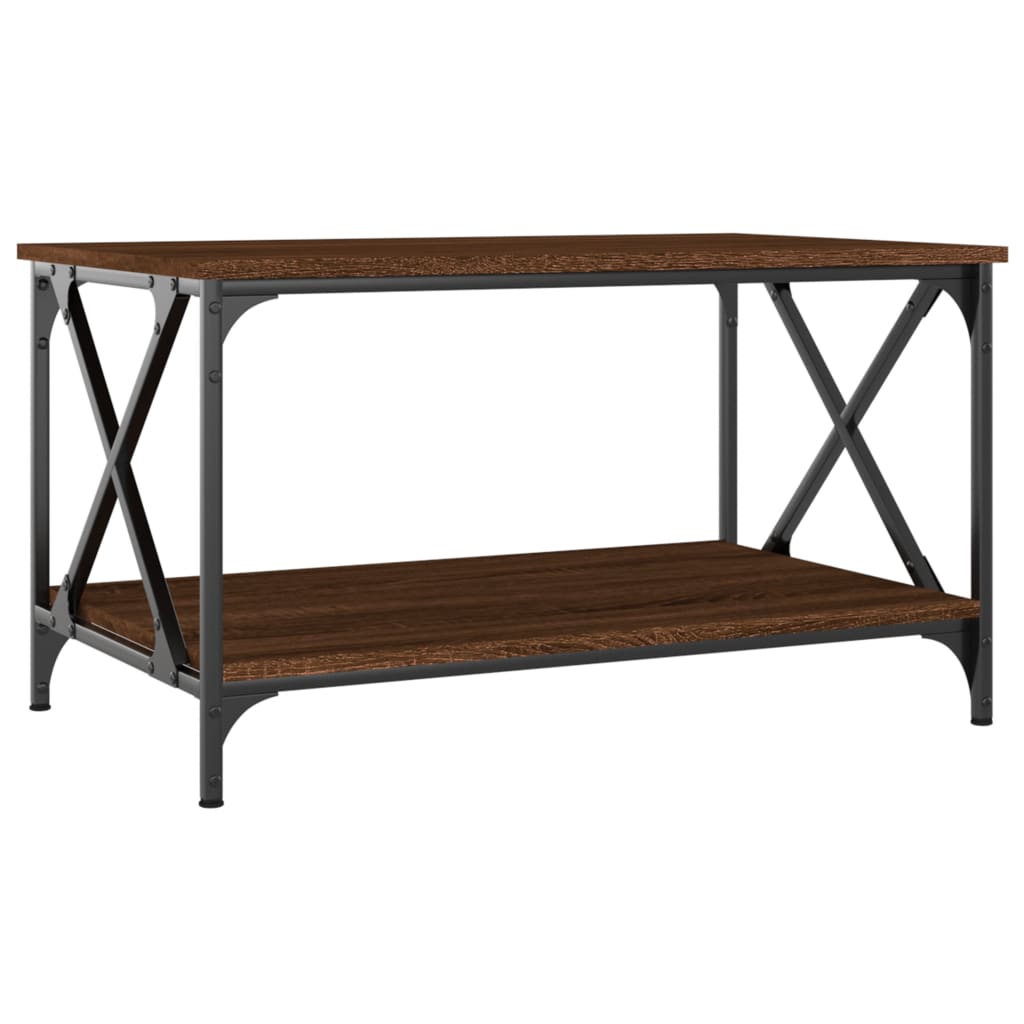 Tavolino Rovere Marrone 80x50x45cm in Legno Multistrato e Ferro