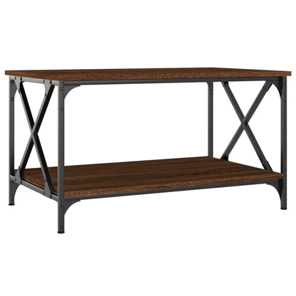 Tavolino Rovere Marrone 80x50x45cm in Legno Multistrato e Ferro