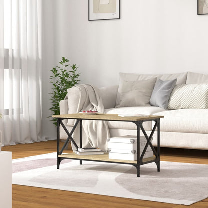 Tavolino Rovere Sonoma 80x45x45 cm in Legno Multistrato e Ferro