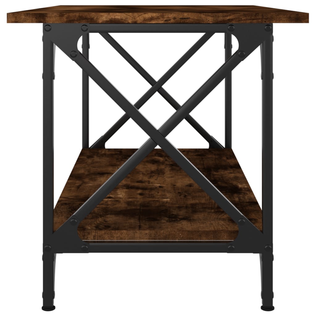 Tavolino Rovere Fumo 80x45x45 cm in Legno Multistrato e Ferro
