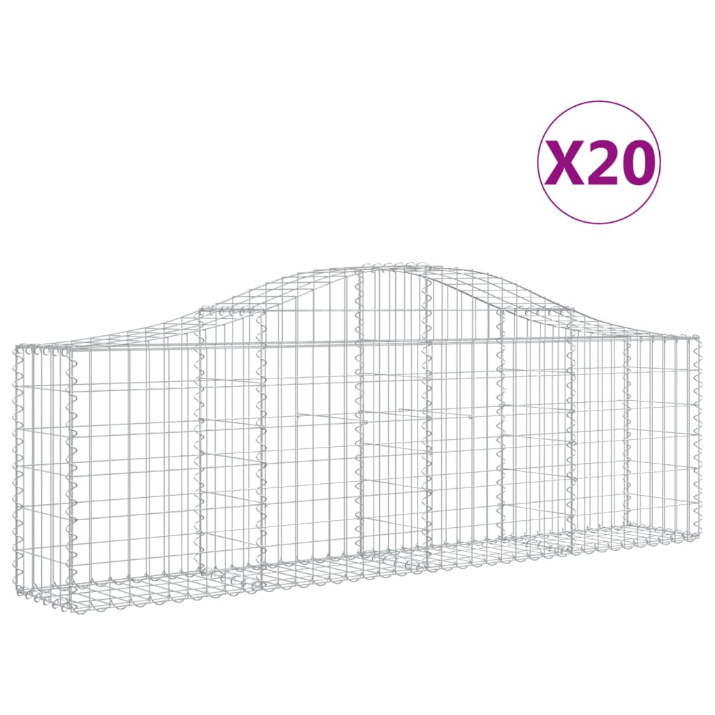 Cesti Gabbioni ad Arco 20 pz 200x30x60/80 cm Ferro Zincato