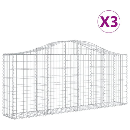Cesti Gabbioni ad Arco 3 pz 200x30x80/100 cm Ferro Zincato