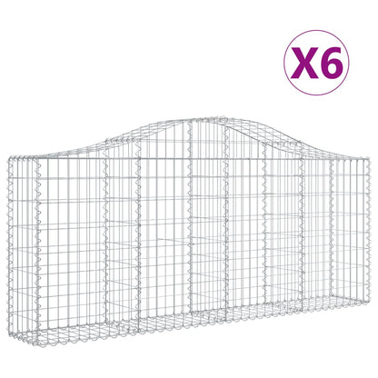 Cesti Gabbioni ad Arco 6 pz 200x30x80/100 cm Ferro Zincato