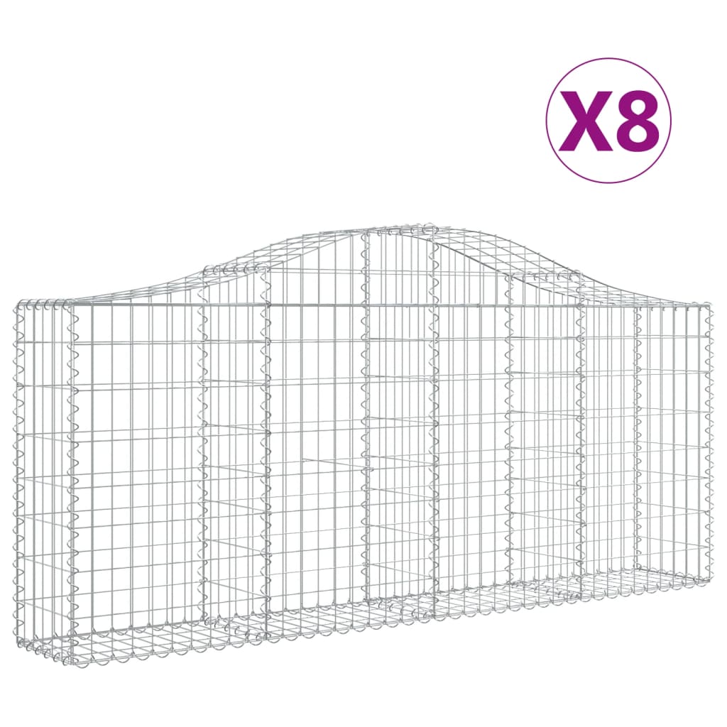 Cesti Gabbioni ad Arco 8 pz 200x30x80/100 cm Ferro Zincato