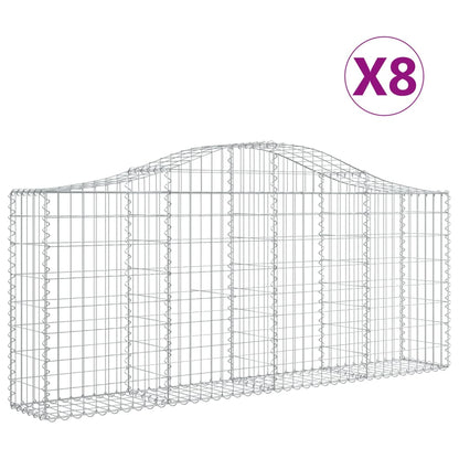 Cesti Gabbioni ad Arco 8 pz 200x30x80/100 cm Ferro Zincato