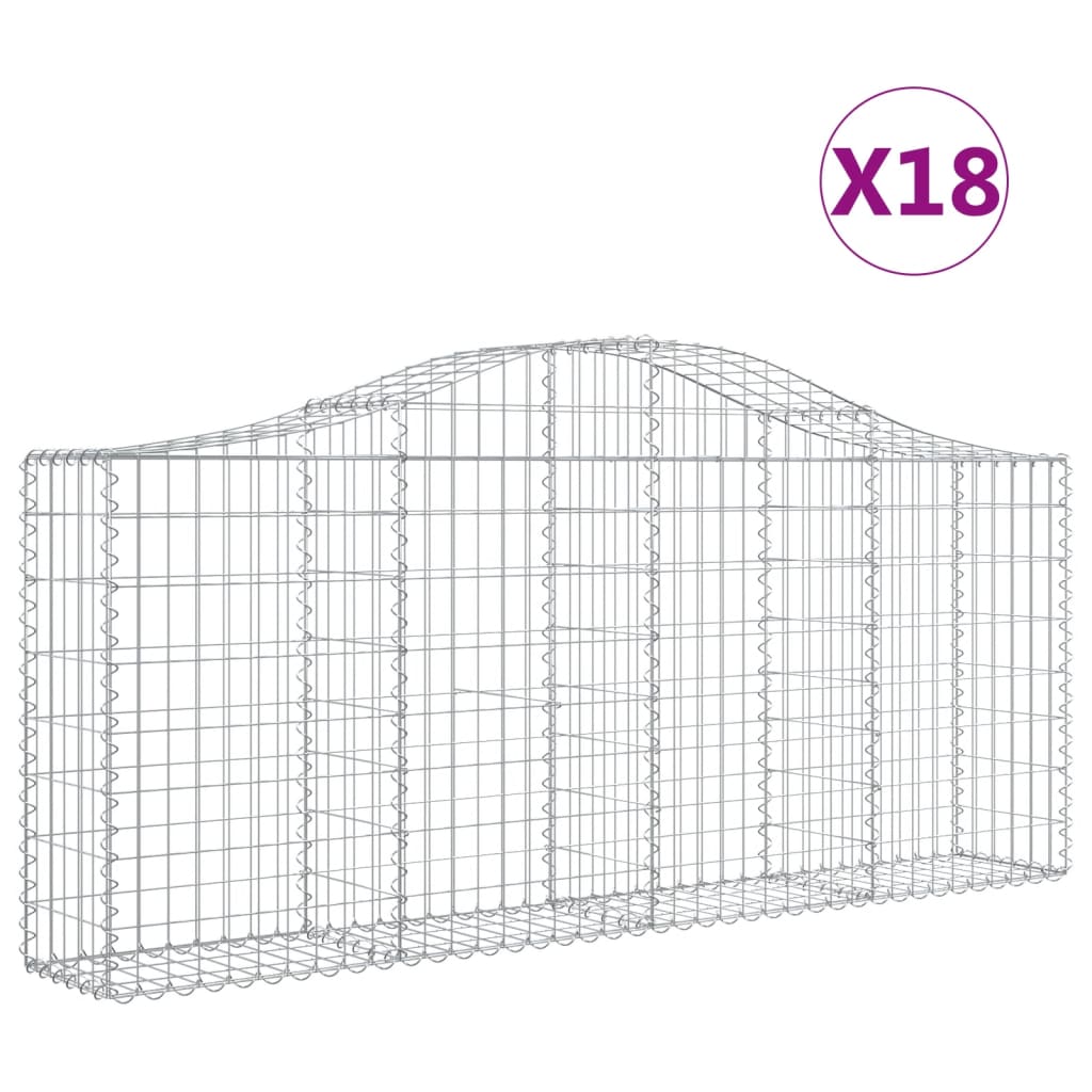 Cesti Gabbioni ad Arco 18 pz 200x30x80/100 cm Ferro Zincato