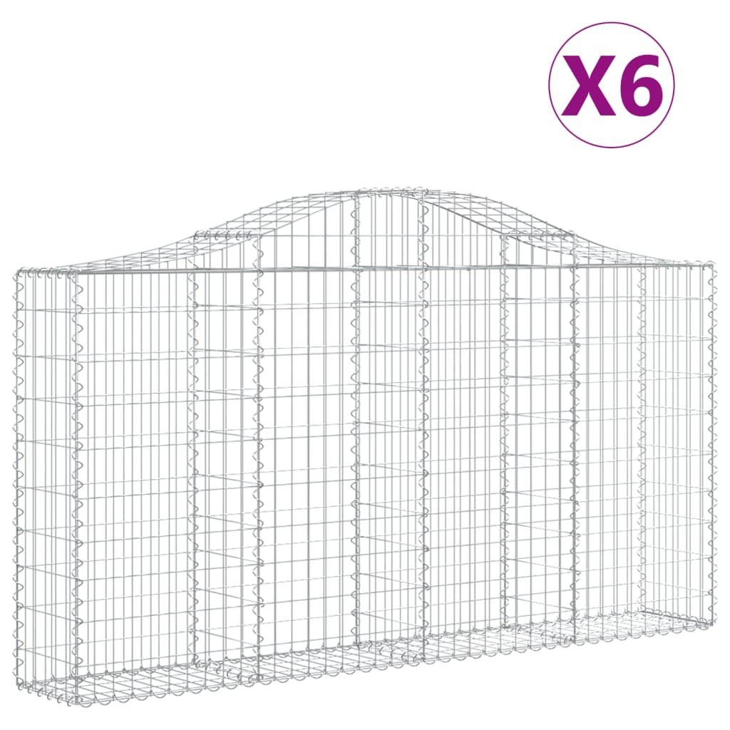 Cesti Gabbioni ad Arco 6 pz 200x30x100/120 cm Ferro Zincato