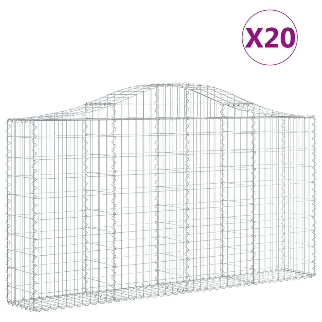 Cesti Gabbioni ad Arco 20 pz 200x30x100/120 cm Ferro Zincato