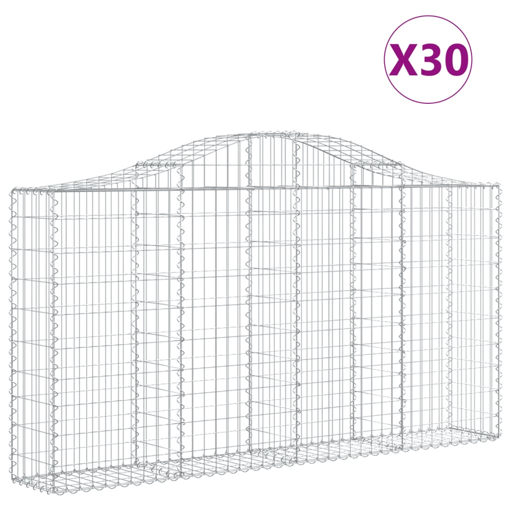 Cesti Gabbioni ad Arco 30 pz 200x30x100/120 cm Ferro Zincato