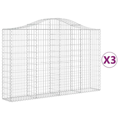 Cesti Gabbioni ad Arco 3 pz 200x30x120/140 cm Ferro Zincato