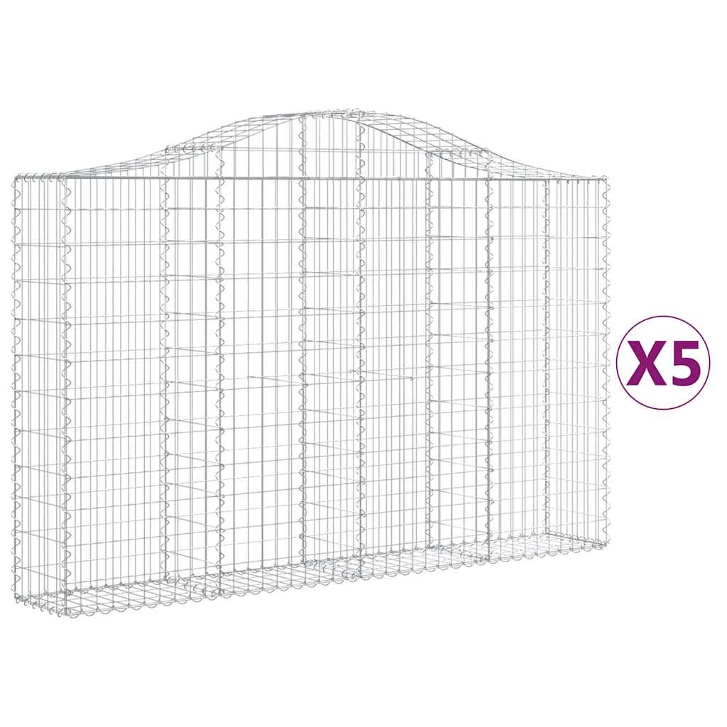 Cesti Gabbioni ad Arco 5 pz 200x30x120/140 cm Ferro Zincato