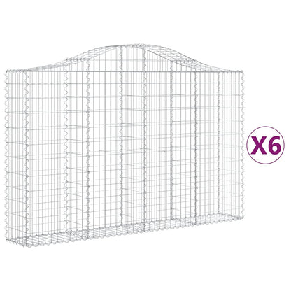 Cesti Gabbioni ad Arco 6 pz 200x30x120/140 cm Ferro Zincato