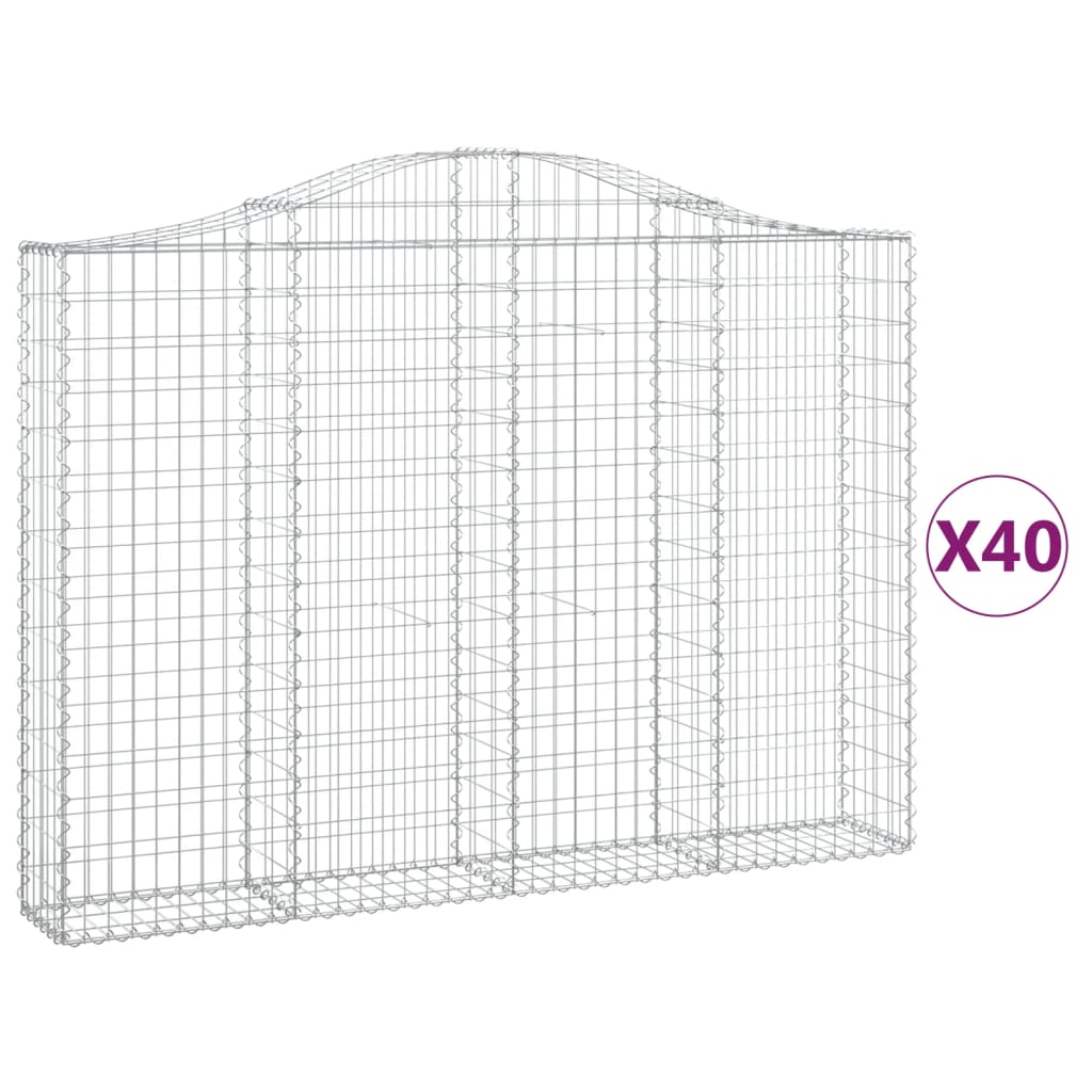 Cesti Gabbioni ad Arco 40 pz 200x30x140/160 cm Ferro Zincato