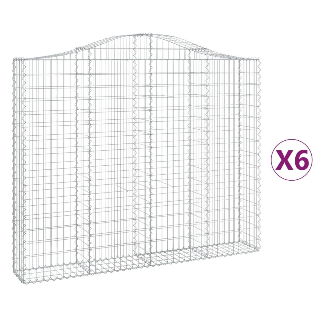 Cesti Gabbioni ad Arco 6 pz 200x30x160/180 cm Ferro Zincato