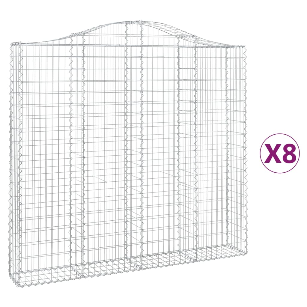 Cesti Gabbioni ad Arco 8 pz 200x30x180/200 cm Ferro Zincato