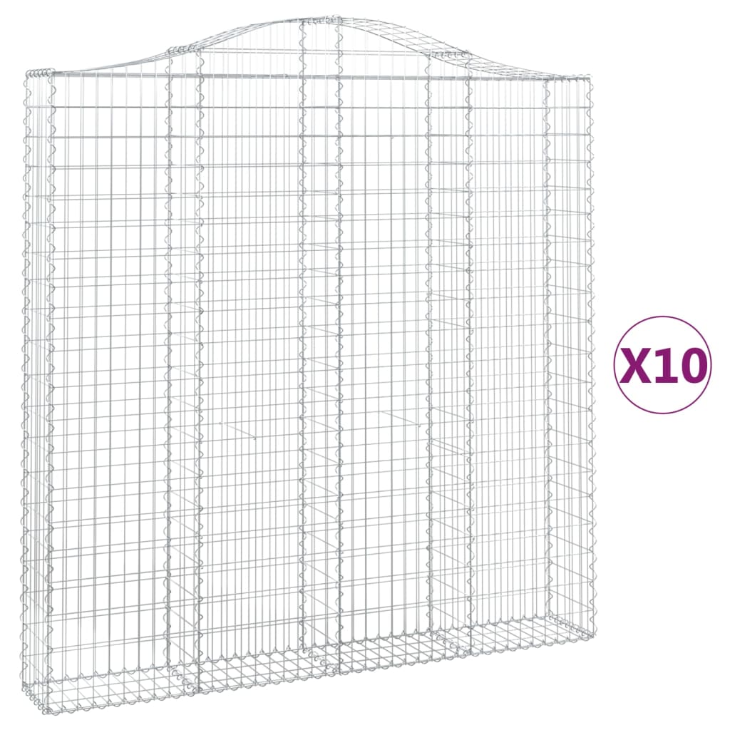 Cesti Gabbioni ad Arco 10 pz 200x30x200/220 cm Ferro Zincato