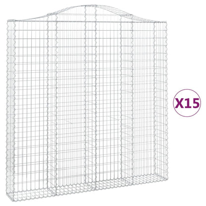 Cesti Gabbioni ad Arco 15 pz 200x30x200/220 cm Ferro Zincato