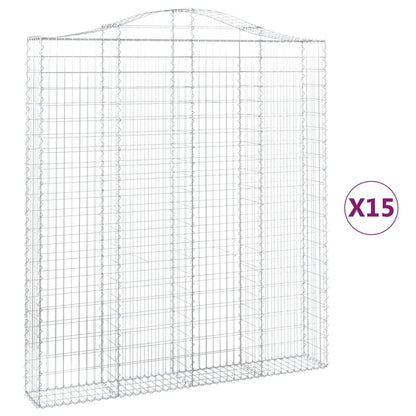 Cesti Gabbioni ad Arco 15 pz 200x30x220/240 cm Ferro Zincato