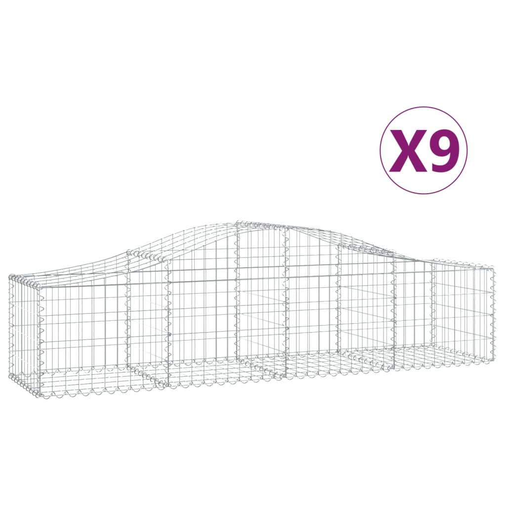 Cesti Gabbioni ad Arco 9 pz 200x50x40/60 cm Ferro Zincato