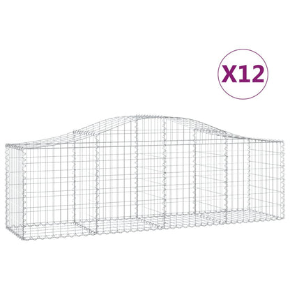Cesti Gabbioni ad Arco 12 pz 200x50x60/80 cm Ferro Zincato