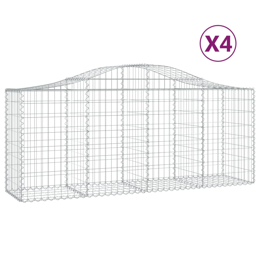 Cesti Gabbioni ad Arco 4 pz 200x50x80/100 cm Ferro Zincato