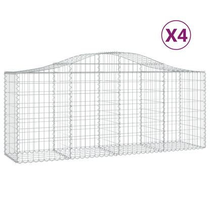 Cesti Gabbioni ad Arco 4 pz 200x50x80/100 cm Ferro Zincato