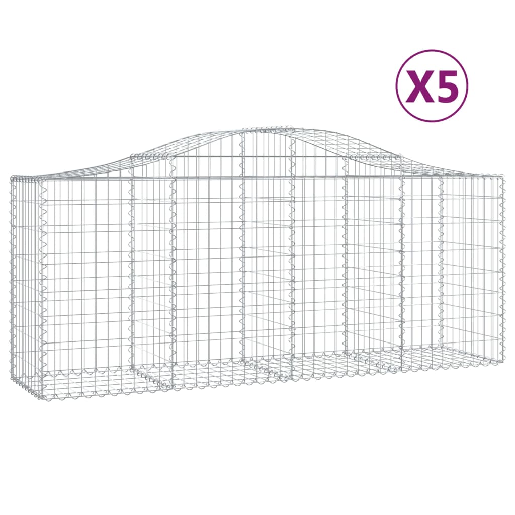 Cesti Gabbioni ad Arco 5 pz 200x50x80/100 cm Ferro Zincato