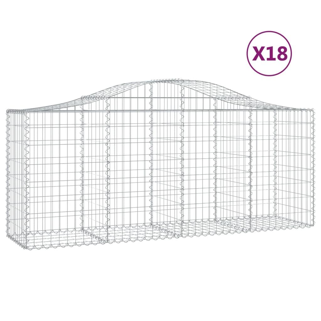 Cesti Gabbioni ad Arco 18 pz 200x50x80/100 cm Ferro Zincato
