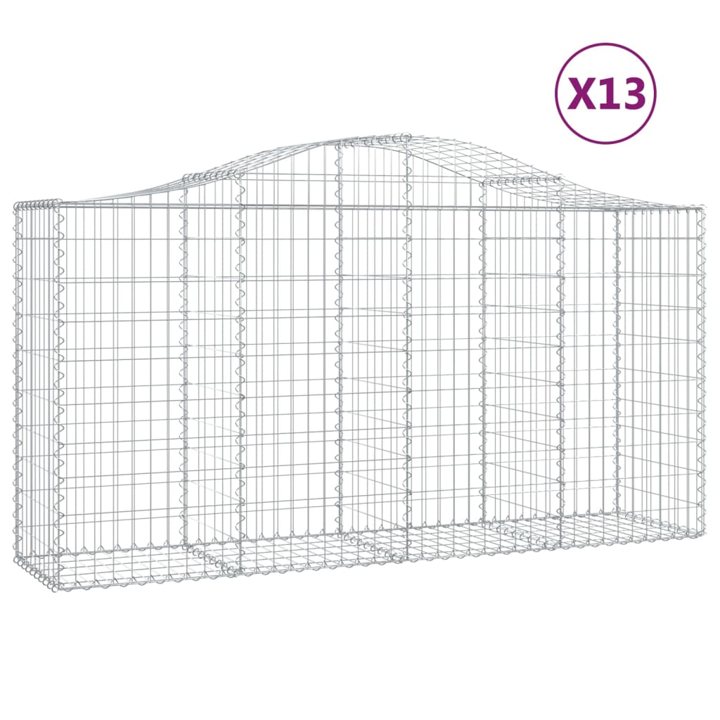 Cesti Gabbioni ad Arco 13 pz 200x50x100/120 cm Ferro Zincato