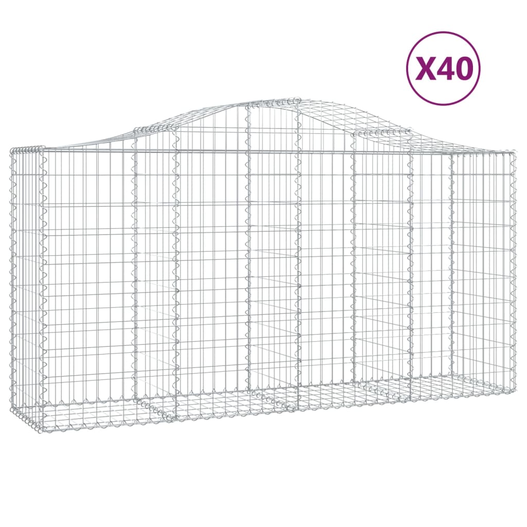Cesti Gabbioni ad Arco 40 pz 200x50x100/120 cm Ferro Zincato