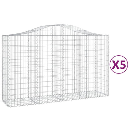 Cesti Gabbioni ad Arco 5 pz 200x50x120/140 cm Ferro Zincato