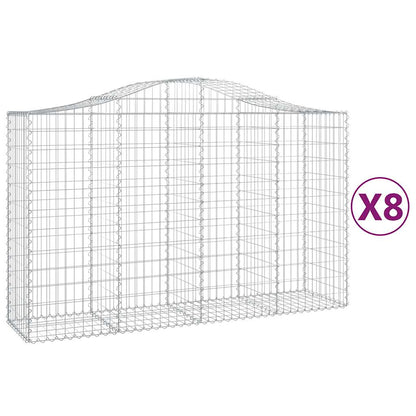 Cesti Gabbioni ad Arco 8 pz 200x50x120/140 cm Ferro Zincato